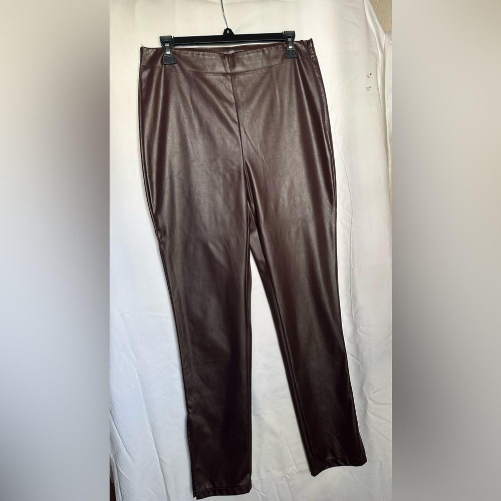 Chocolate brown faux leather pants